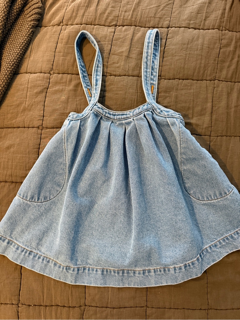 The Simple Folk Light Blue Denim Girls' overall Dress - Kids